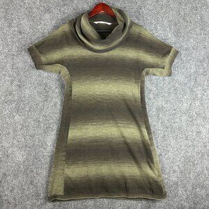Athleta Zuni Space Dye Cowl Neck Dress Womens Large Knit Stretch Short Sleeve